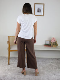 Tommy Cropped Linen Blend Pant - Chocolate