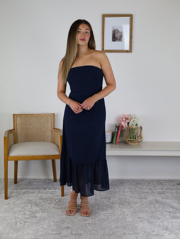 Keegan Chiffon Tube Midi Dress