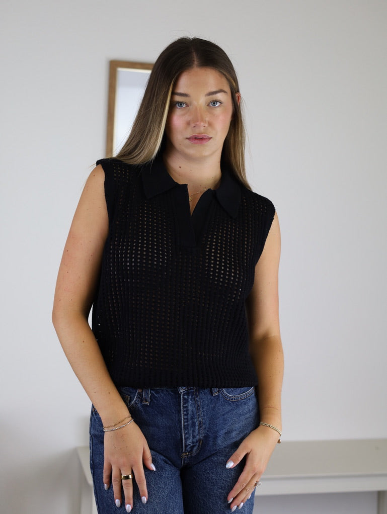 Kennedy Collared Sweater Vest Top