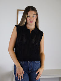 Kennedy Collared Sweater Vest Top