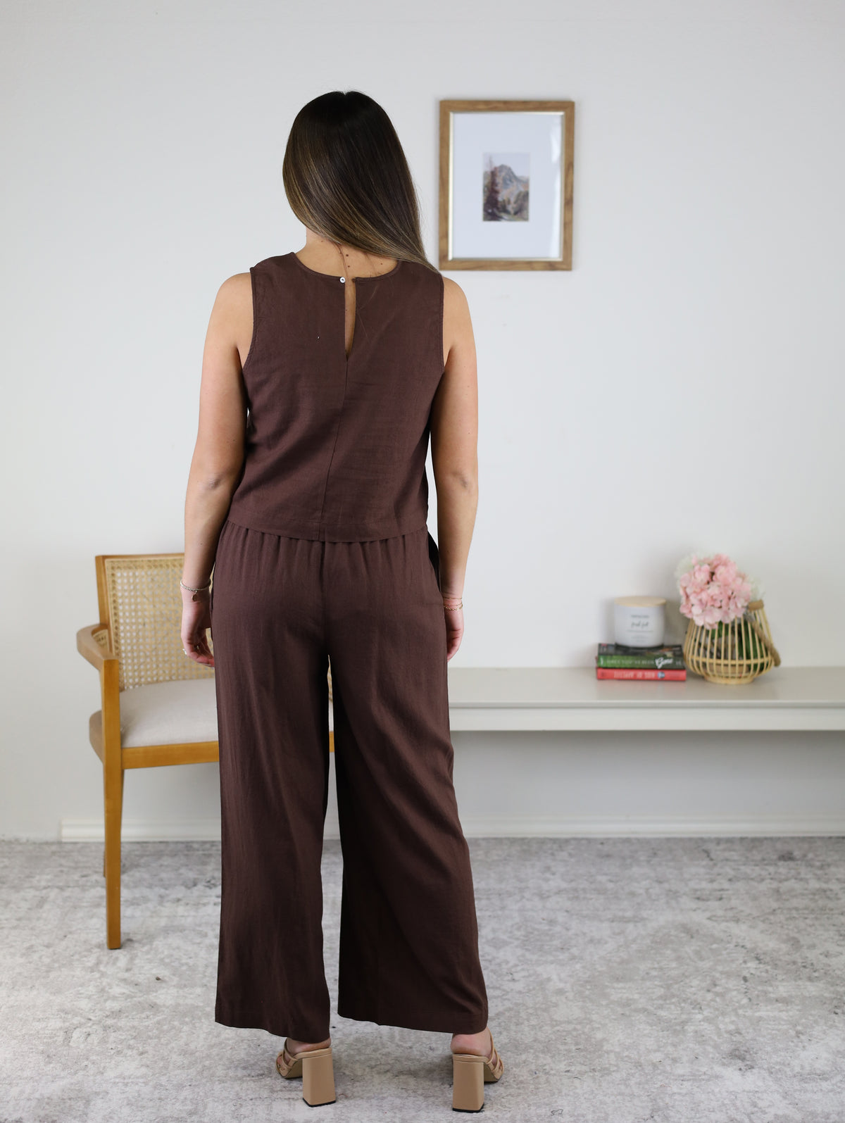 Scout Linen Pant Chocolate Cherry - Damaged - Final Sale