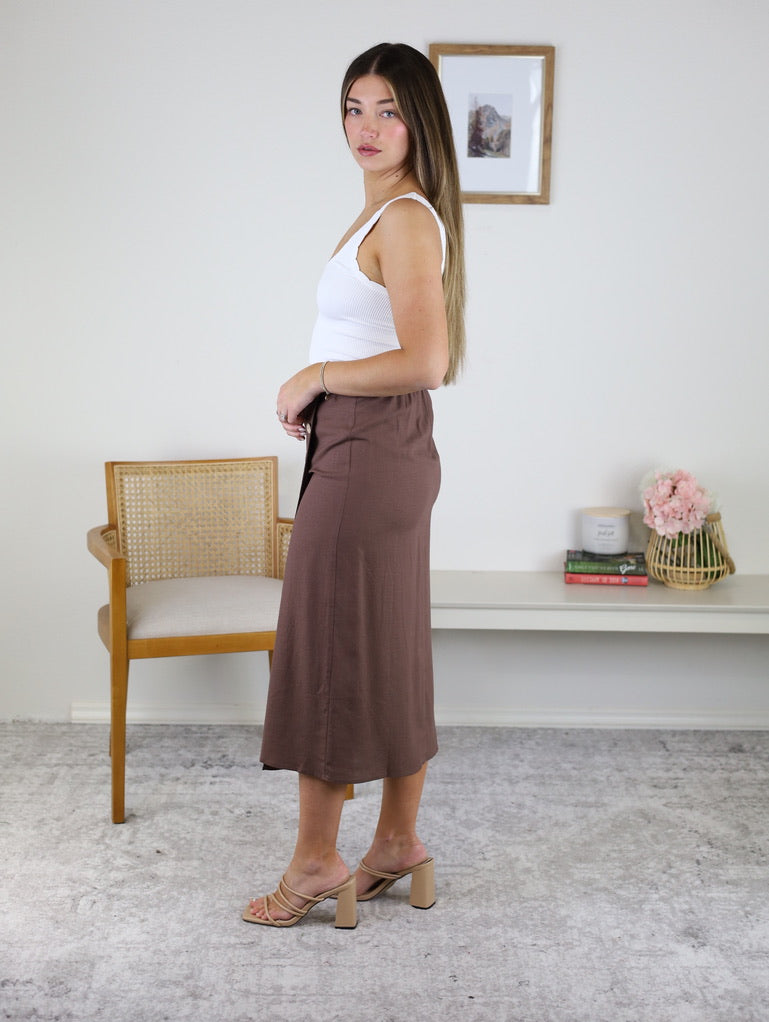 Kaden Linen Blend Midi Skirt