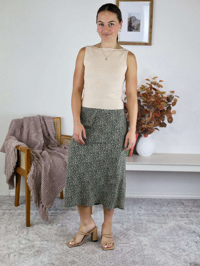June Floral Midi Skirt - Hunter Green