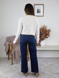 Inez Pointelle Knit Cardigan