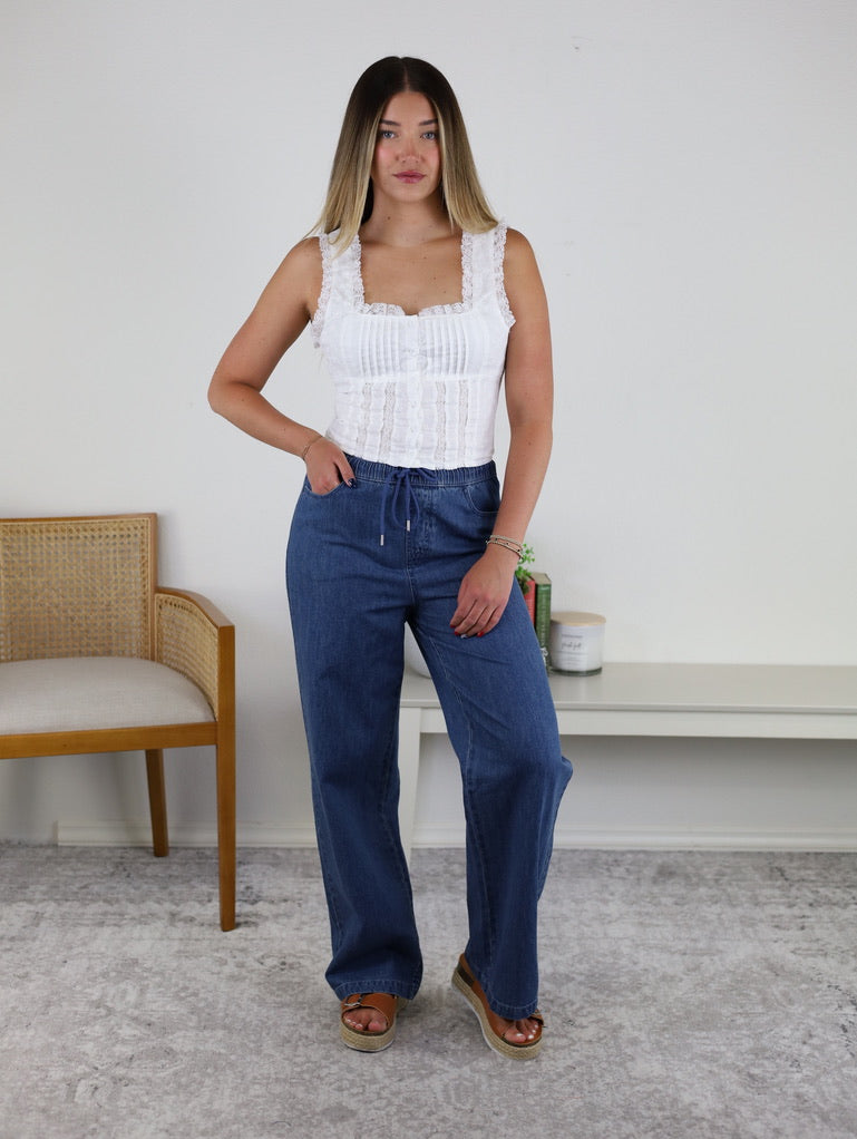 Louanne Wide Leg Denim Pant