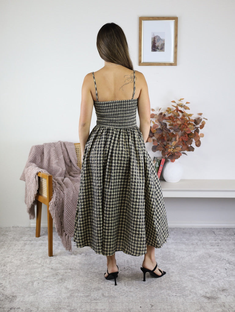 Sky Checker Midi Dress