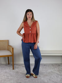 Patricia Peplum Linen Blend Top