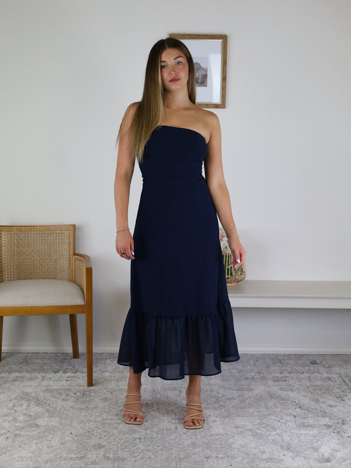 Keegan Chiffon Tube Midi Dress