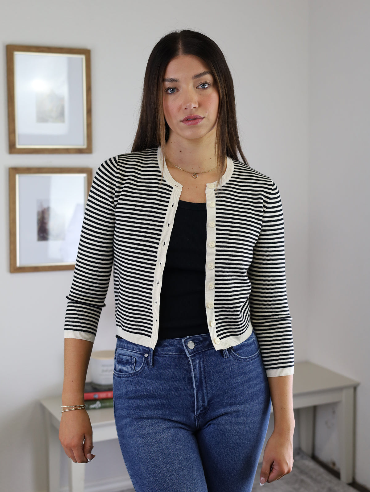 Jean Striped Sweater Cardigan