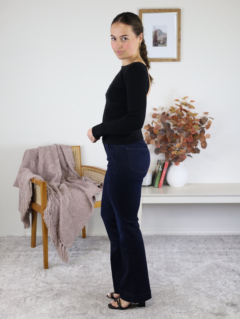 Clara Knit L/S Scoop Back Top - Final Sale