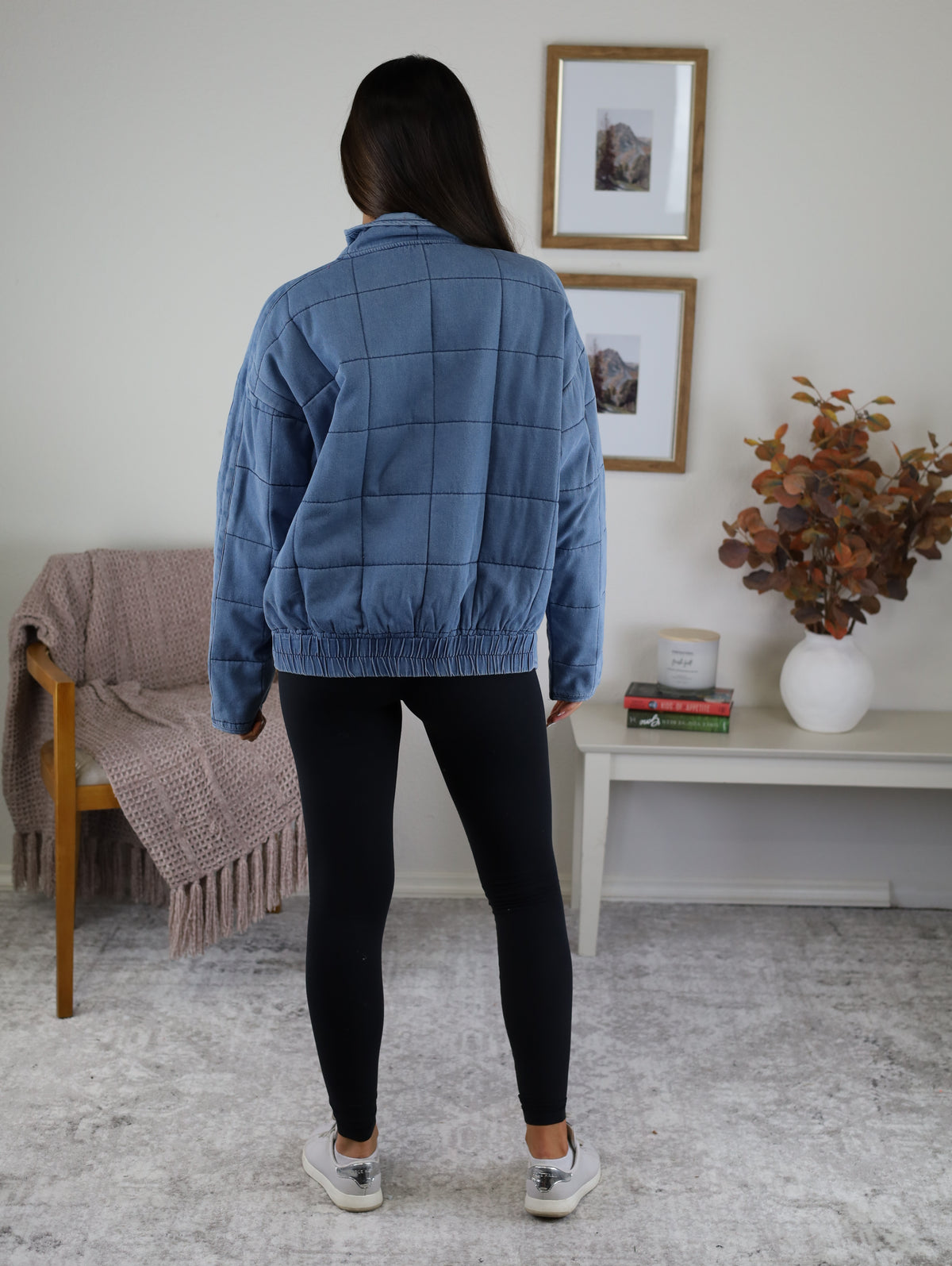 Fae Mineral Washed Denim Quilted Jacket