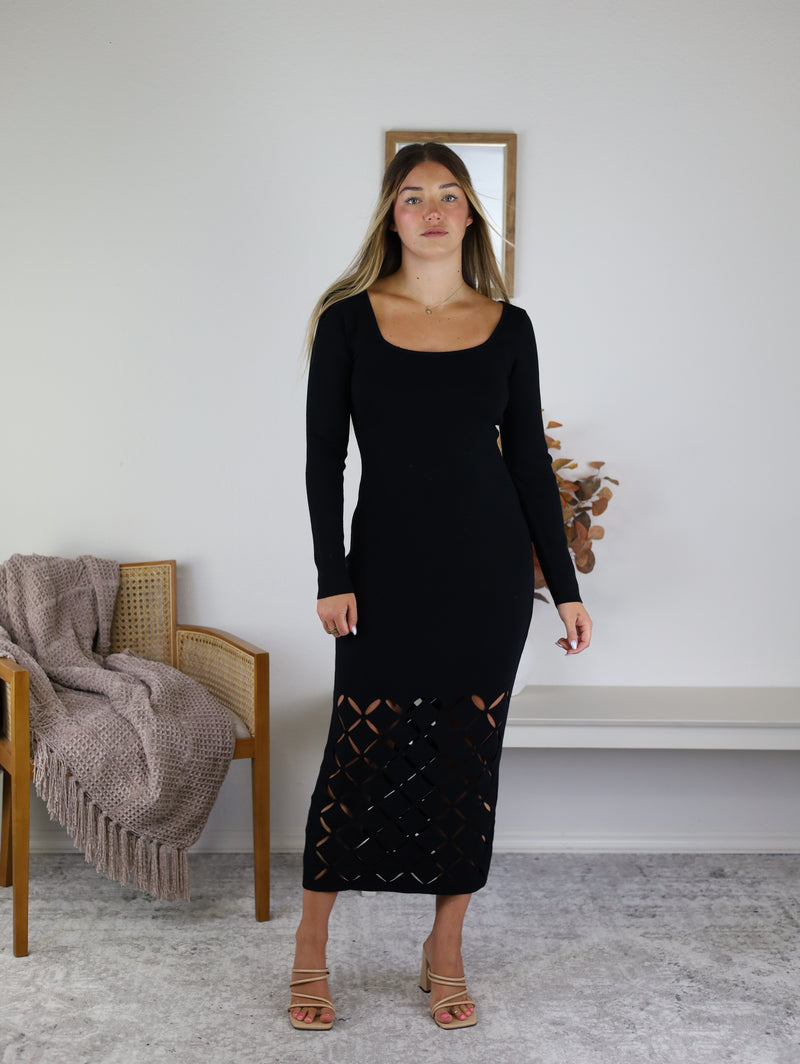Rashi Diamond Cut Out Sweater Midi Dress