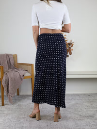 Millie Polka Dot Midi Skirt - Navy