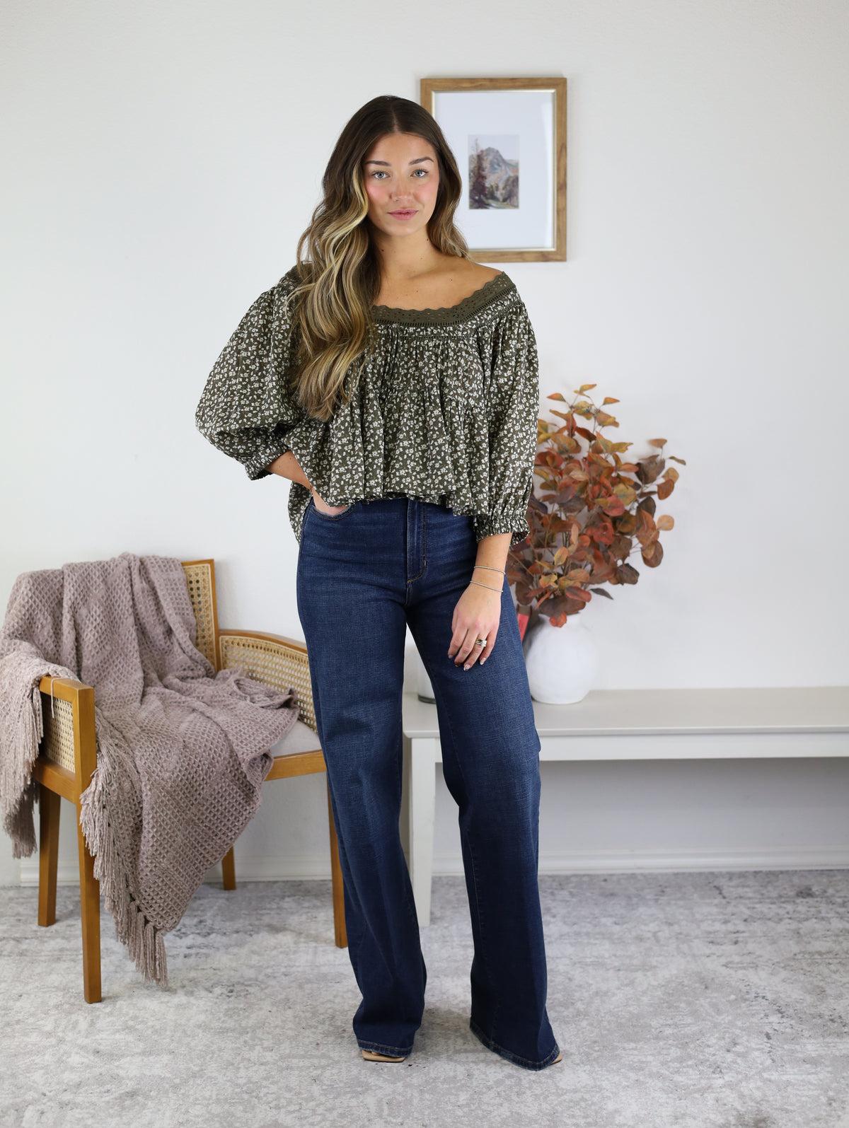 Alaster Ditsy Print Tiered Blouse