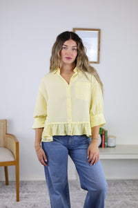 Yellie Detail Ruffle Hem Shirt