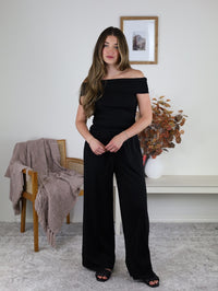 Roxanne Off Shoulder Pants Set with Ruched Top