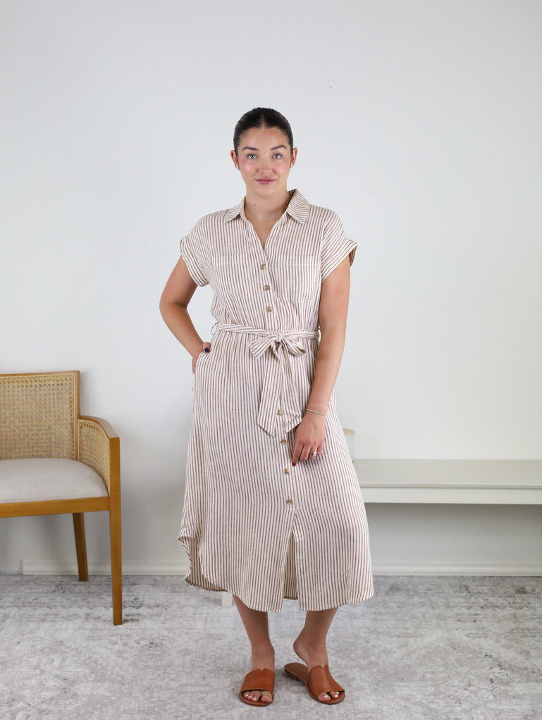 Whitney Striped Midi Dress