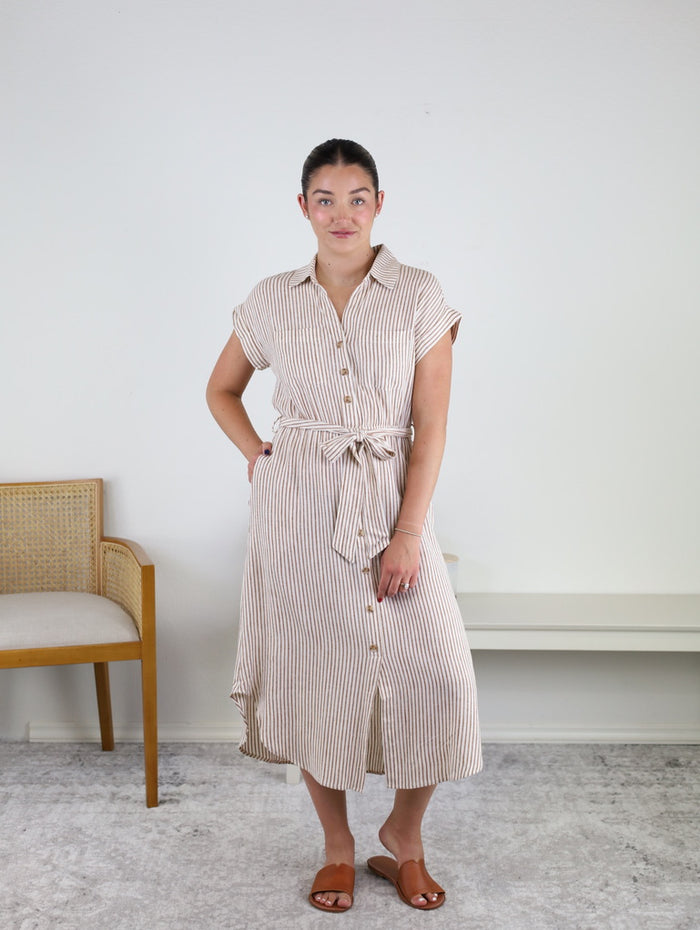 Whitney Striped Midi Dress