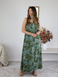 Callista Strapless Tropical Maxi Dress