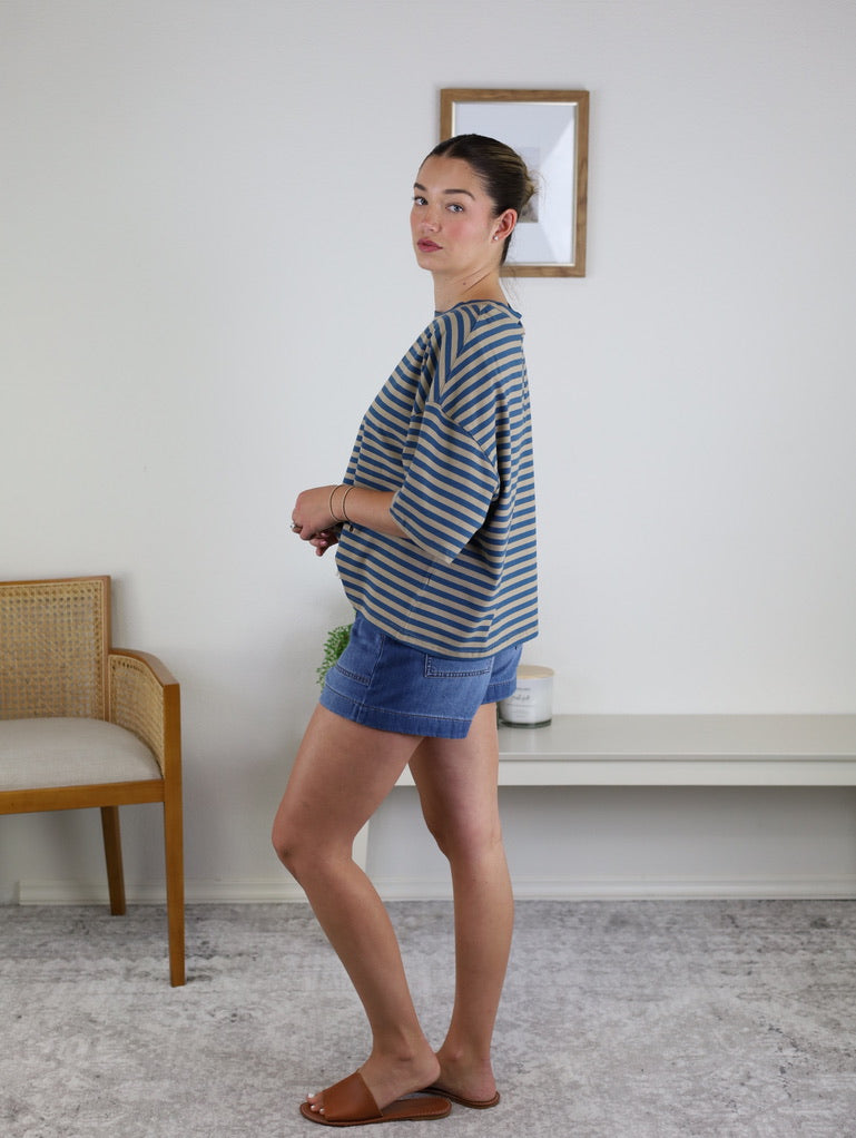 Randi Oversized Stripe Boyfriend Tee