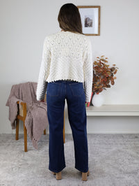 Inez Pointelle Knit Cardigan