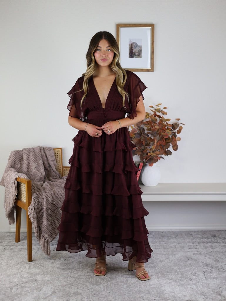 Adrian Aline Tiered Midi Dress