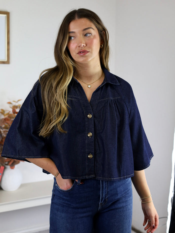 Tracy Cropped Denim Top