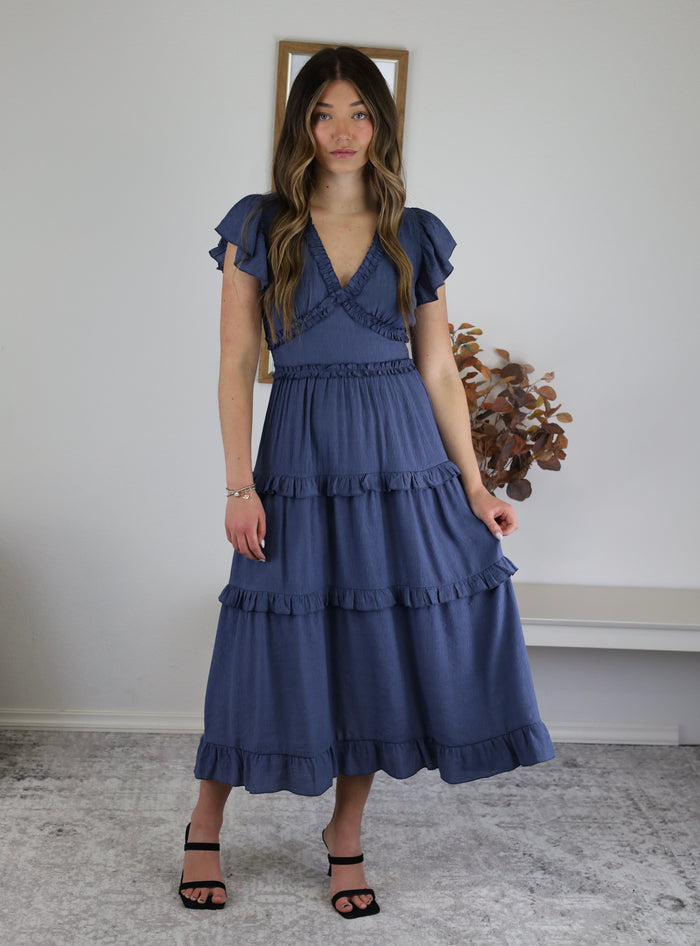 Mad About You Midi Dress - Dusty Navy