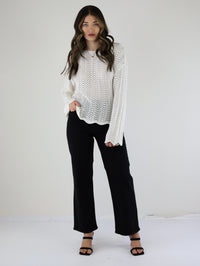 Burl Crochet Sweater-White
