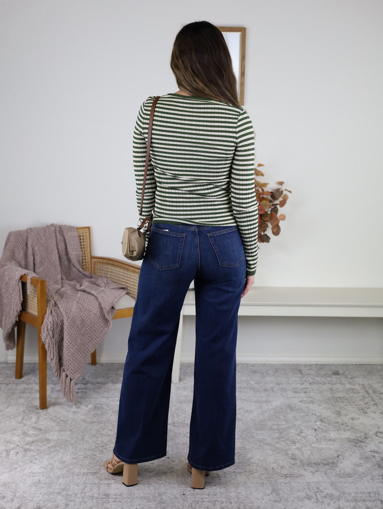 Mindy Ribbed Striped  Top