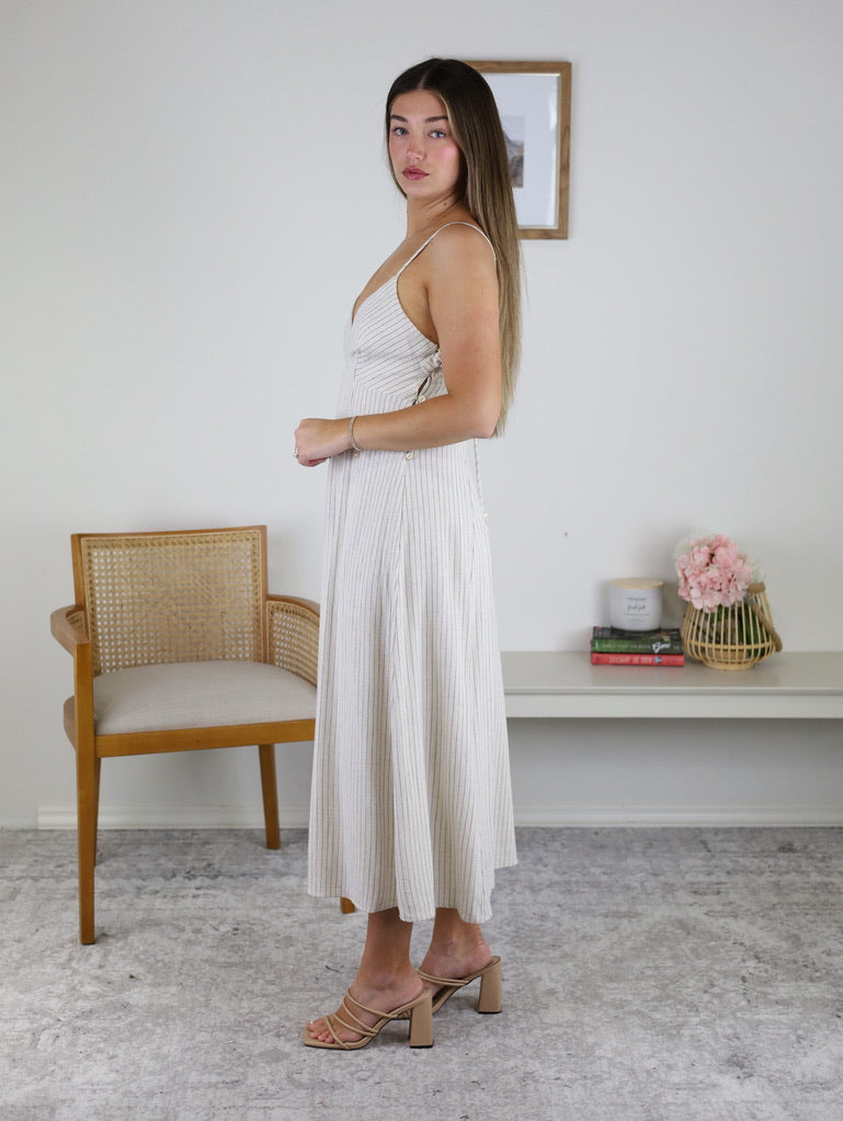 Robyn Striped Linen Midi Dress