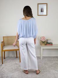 Grecian Drape Bubble Blouse