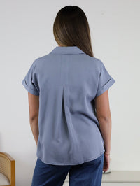 Adriana Button Up Blouse - Blue
