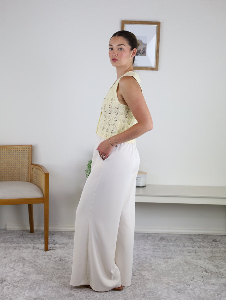 Rose V-Neck Crochet Sleeveless Vest/Cardigan