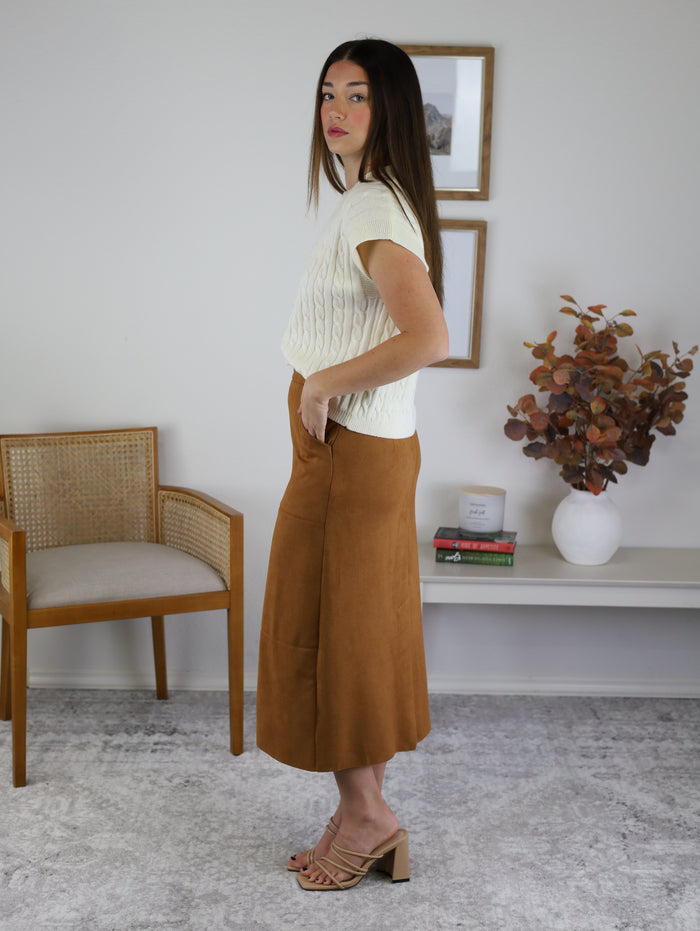 Connie Suede Midi Skirt