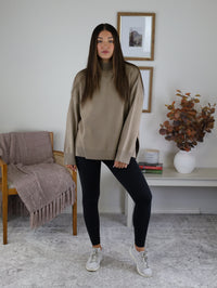 Molly Front Seam Mock Neck Sweater - Mocha