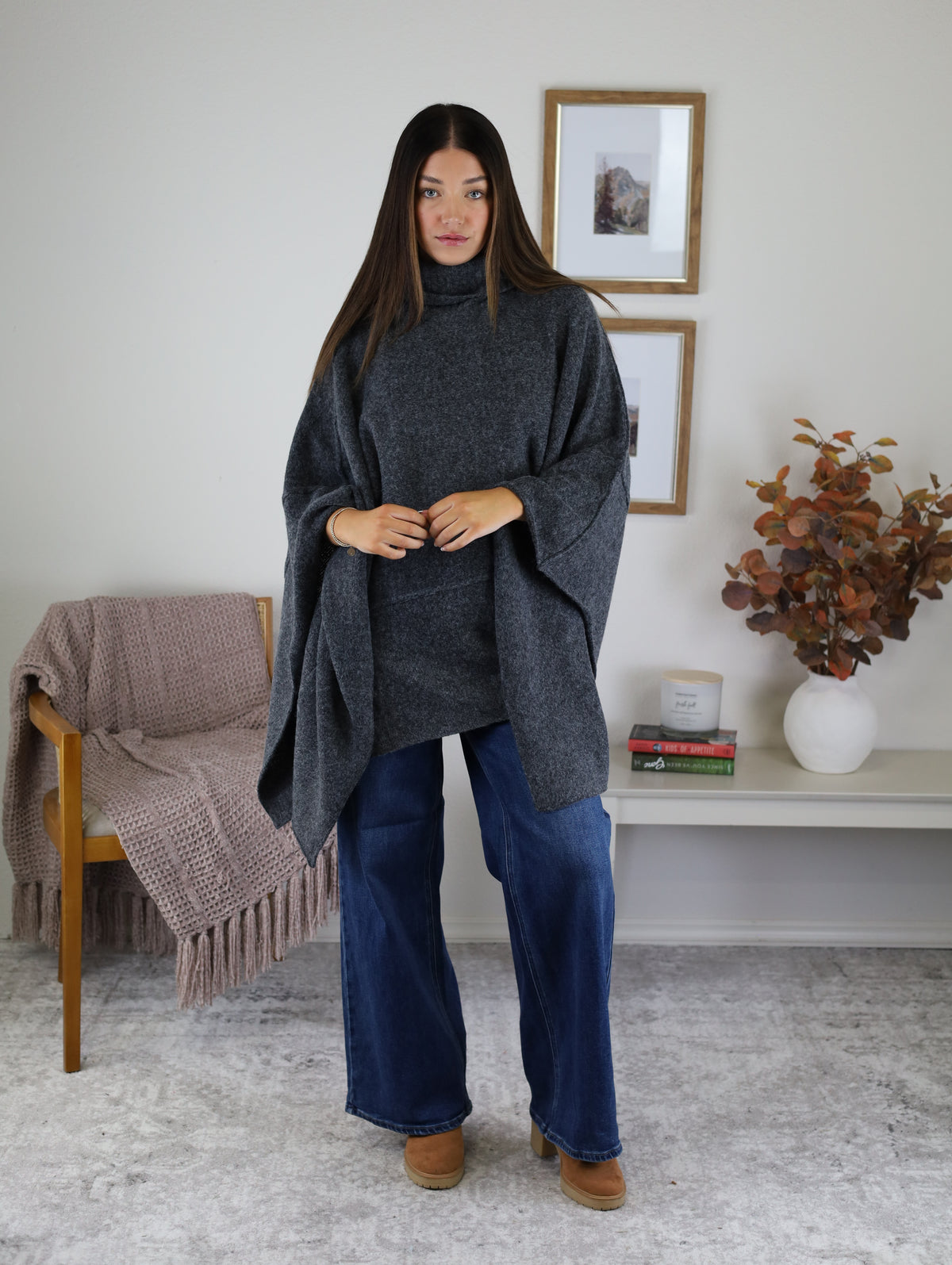 Estelle Poncho Turtle Neck Sweater