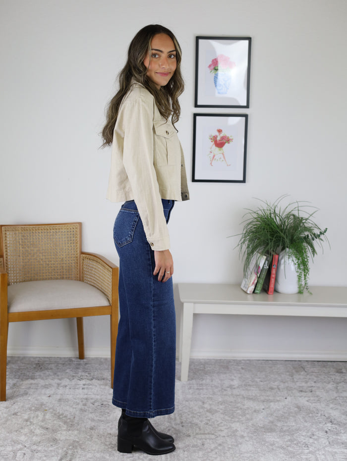 Ciara Cropped Linen Jacket