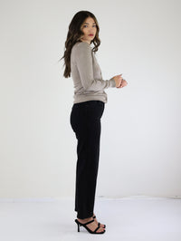 High Rise Full Length Straight- Washed Black