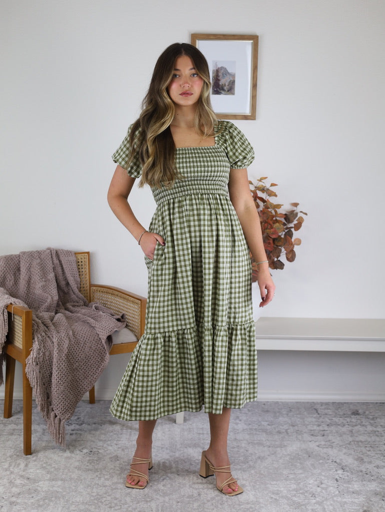 Dallas Gingham Midi Dress