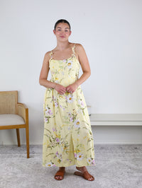 Polly Floral Spaghetti Strap with Bow Detail Midi Dress