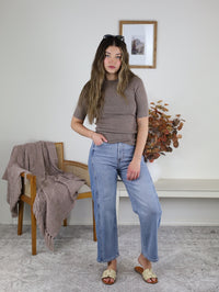 Hayes Classic Solid Rib Knit Sweater -Mocha