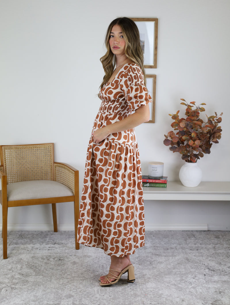 Alanna Printed Midi Dress