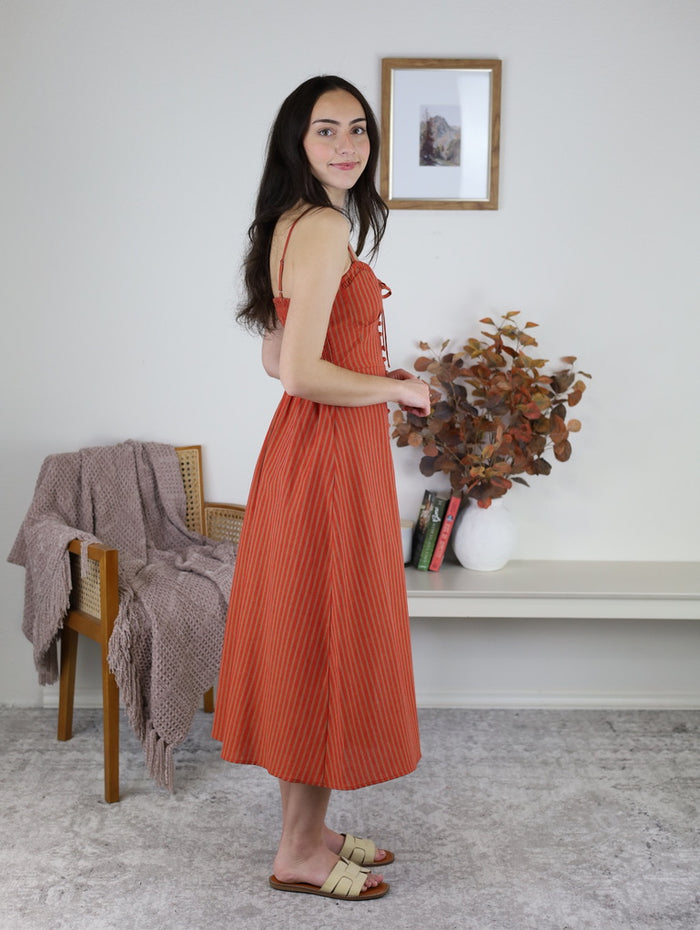 Ella Gathered Hip Midi Dress