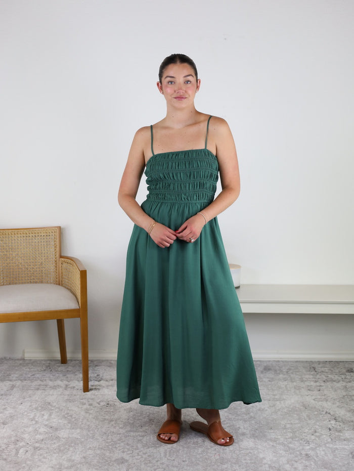 Beatrice Shirred Bodice Midi Dress