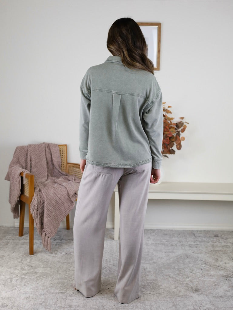 Wendy Garment Dyed Knit Denim Shacket