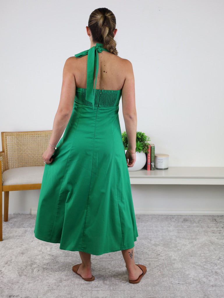 Blyth Halter Smocked Midi Dress