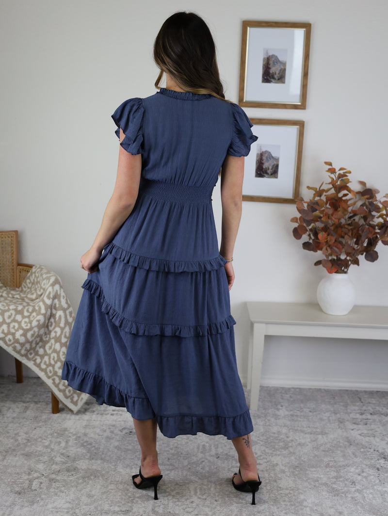 Mad About You Midi Dress - Dusty Navy