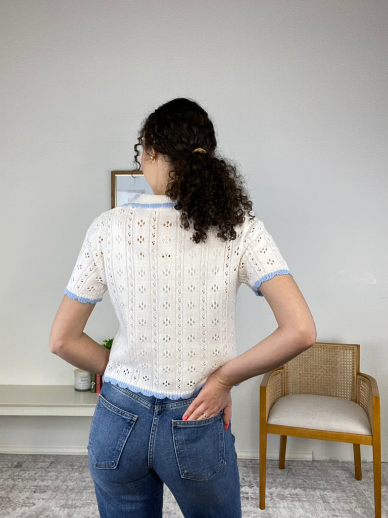 Sylvia Pointelle Knit Cardigan