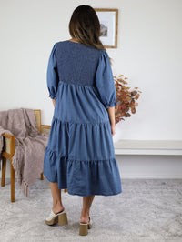 Clara Washed Denim Midi Dress